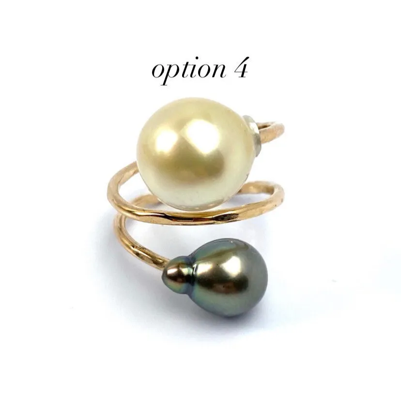 Gorgeous Adjustable 14KGF Edison, Tahitian, and South Sea Pearl Rings, 14K Gold Filled, 14K Gold Fill, GPR-14