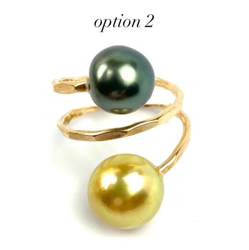 Gorgeous Adjustable 14KGF Edison, Tahitian, and South Sea Pearl Rings, 14K Gold Filled, 14K Gold Fill, GPR-14