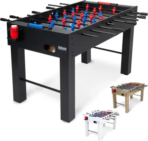 GoSports 54 Inch Full Size Foosball Table - Black, Oak, or White - Includes 4 Balls and 2 Cup Holders