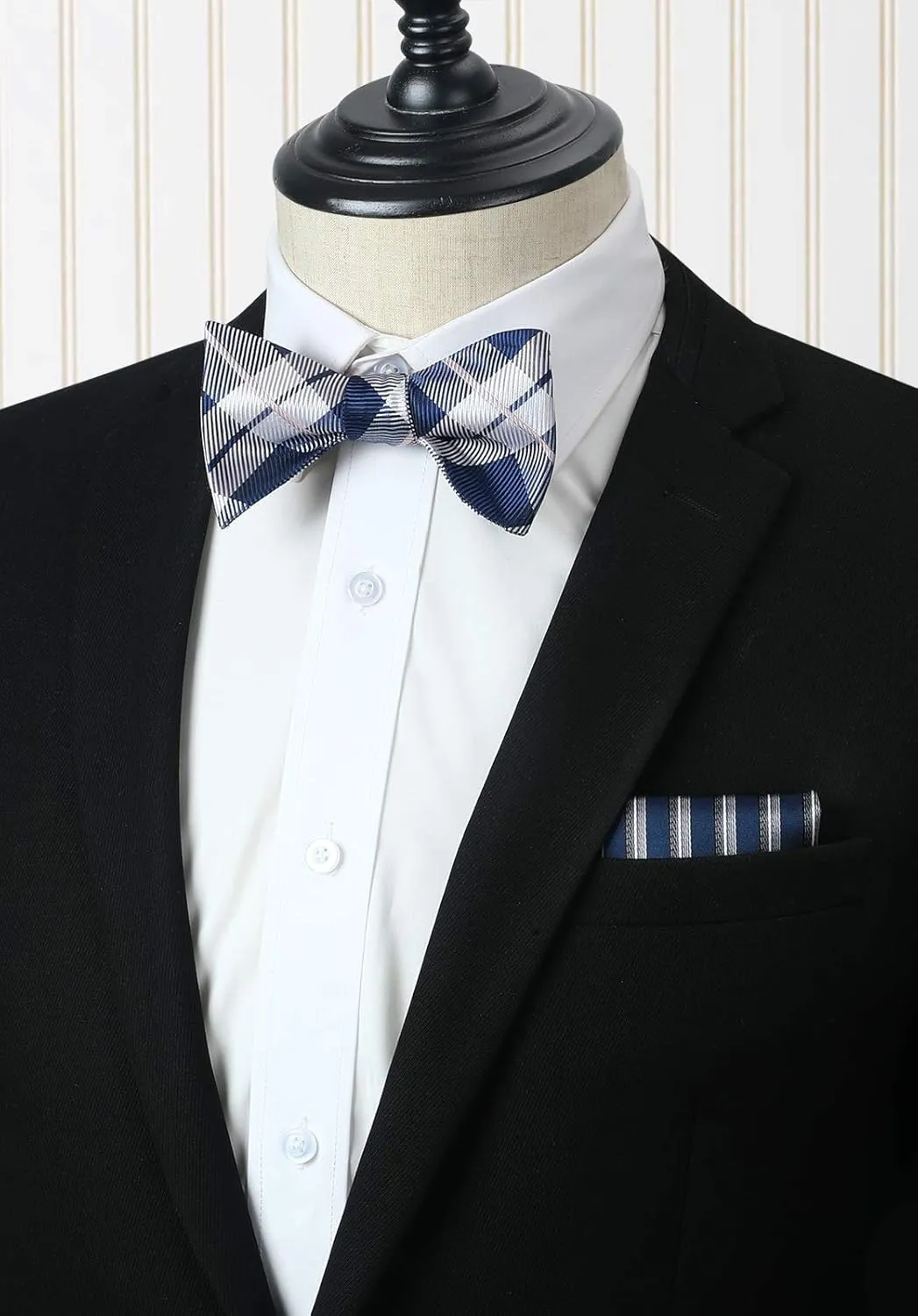 HISDERN Bow Ties for Men 3pcs Mixed Self-Tie Bow tie and Pocket Square Set Classic Formal Tuxedo Wedding & Party Bowtie