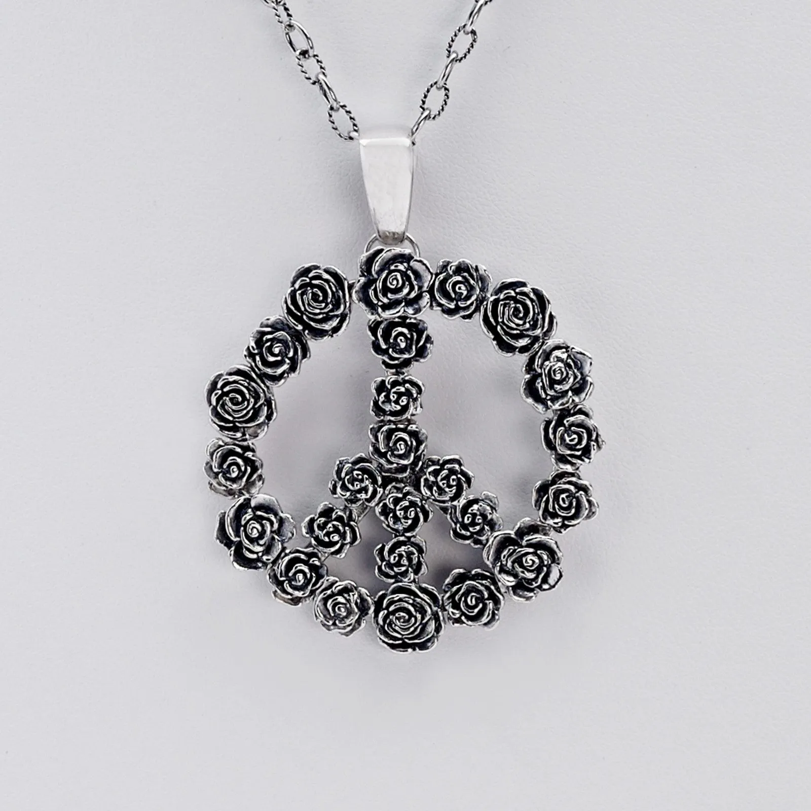 Imagine Peace Rose Sterling Silver Necklace