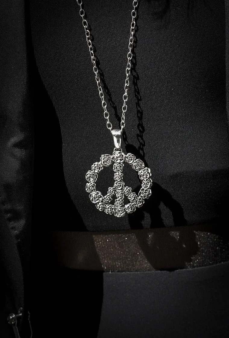 Imagine Peace Rose Sterling Silver Necklace