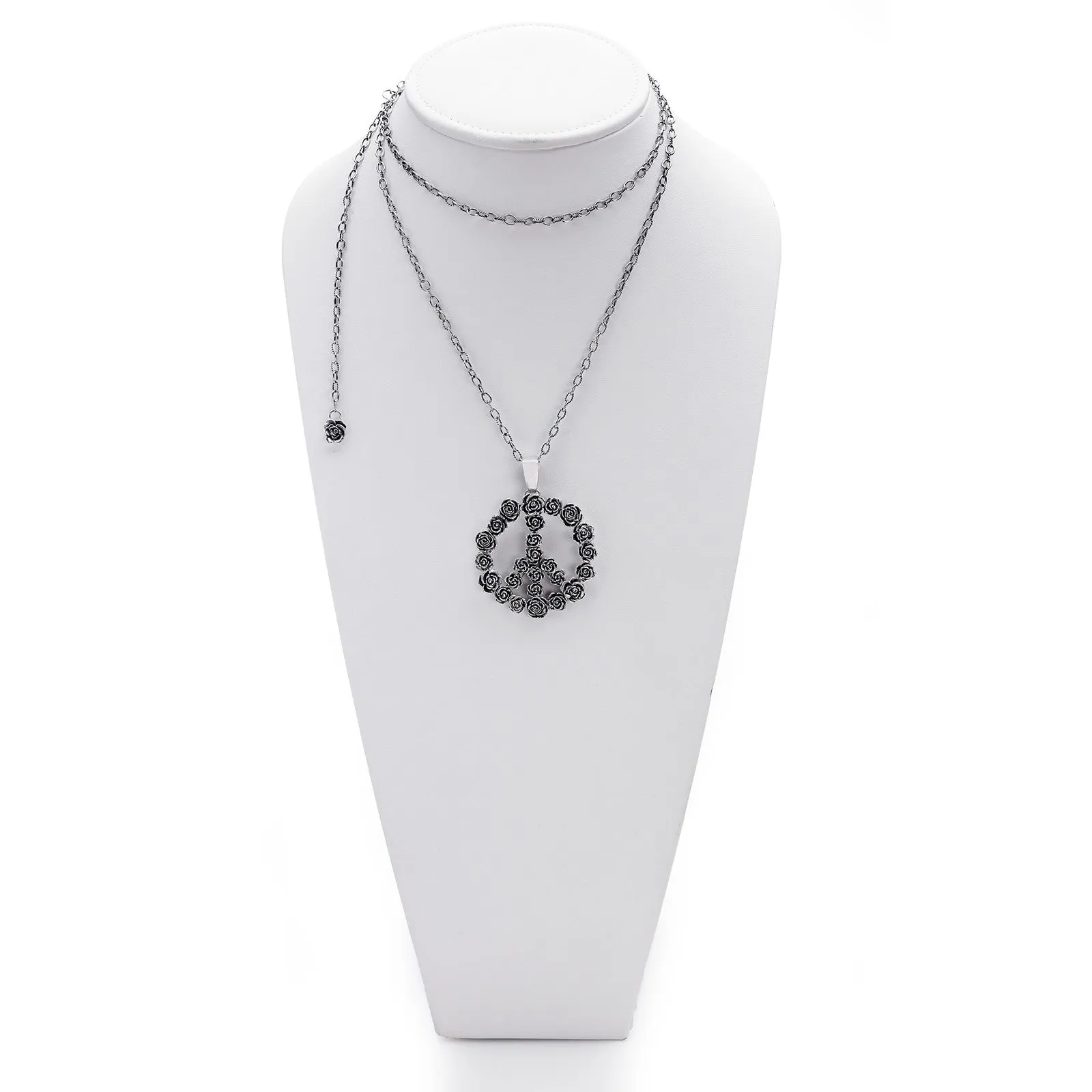 Imagine Peace Rose Sterling Silver Necklace