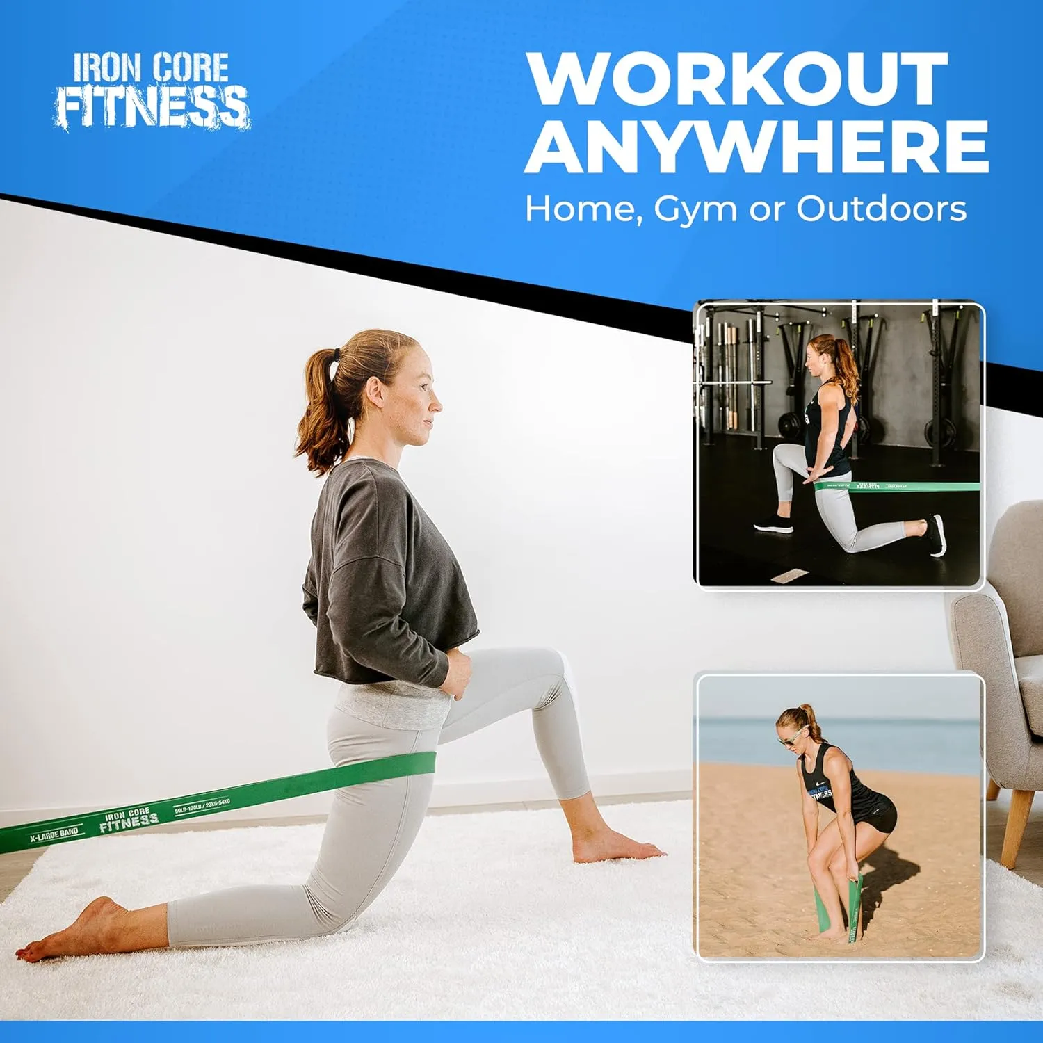 Iron Core Fitness Gym Quality Long Resistance Bands Multi Pack of 5- Loved by Fitness Pros for Group Workouts in Gyms, Boxes, Studios and Bootcamps. Perfect for Pull Ups, Strength Training, Mobility