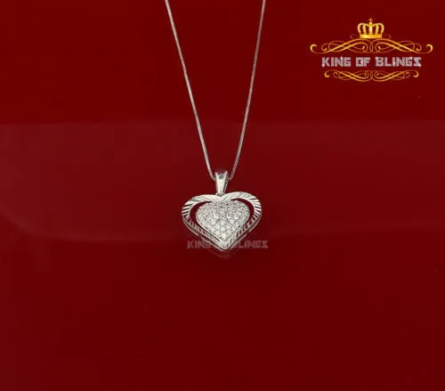 King Of Bling's Fancy Special 925 Sterling Silver Heart White Pendant with 0.49ct Cubic Zirconia