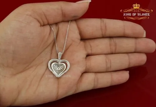 King Of Bling's Fancy Special 925 Sterling Silver Heart White Pendant with 0.49ct Cubic Zirconia