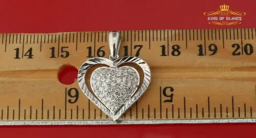 King Of Bling's Fancy Special 925 Sterling Silver Heart White Pendant with 0.49ct Cubic Zirconia
