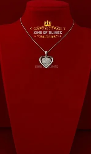 King Of Bling's Fancy Special 925 Sterling Silver Heart White Pendant with 0.49ct Cubic Zirconia