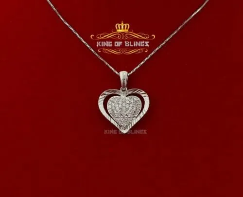 King Of Bling's Fancy Special 925 Sterling Silver Heart White Pendant with 0.49ct Cubic Zirconia