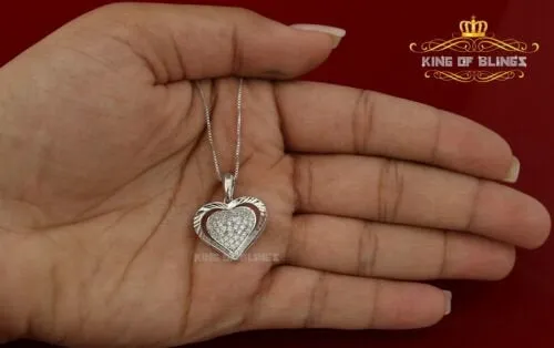 King Of Bling's Fancy Special 925 Sterling Silver Heart White Pendant with 0.49ct Cubic Zirconia