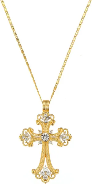 Luxurious 18k Gold-tone Cross Pendant Necklace Big Cross Pendant Necklace Non Tarnish Large Cross Religious Jewelry for Men Women Teens