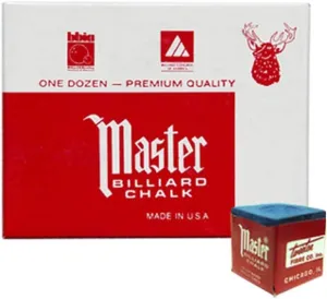 Master Billiard Cue Chalk; 12 Pieces Per Box (BLUE)