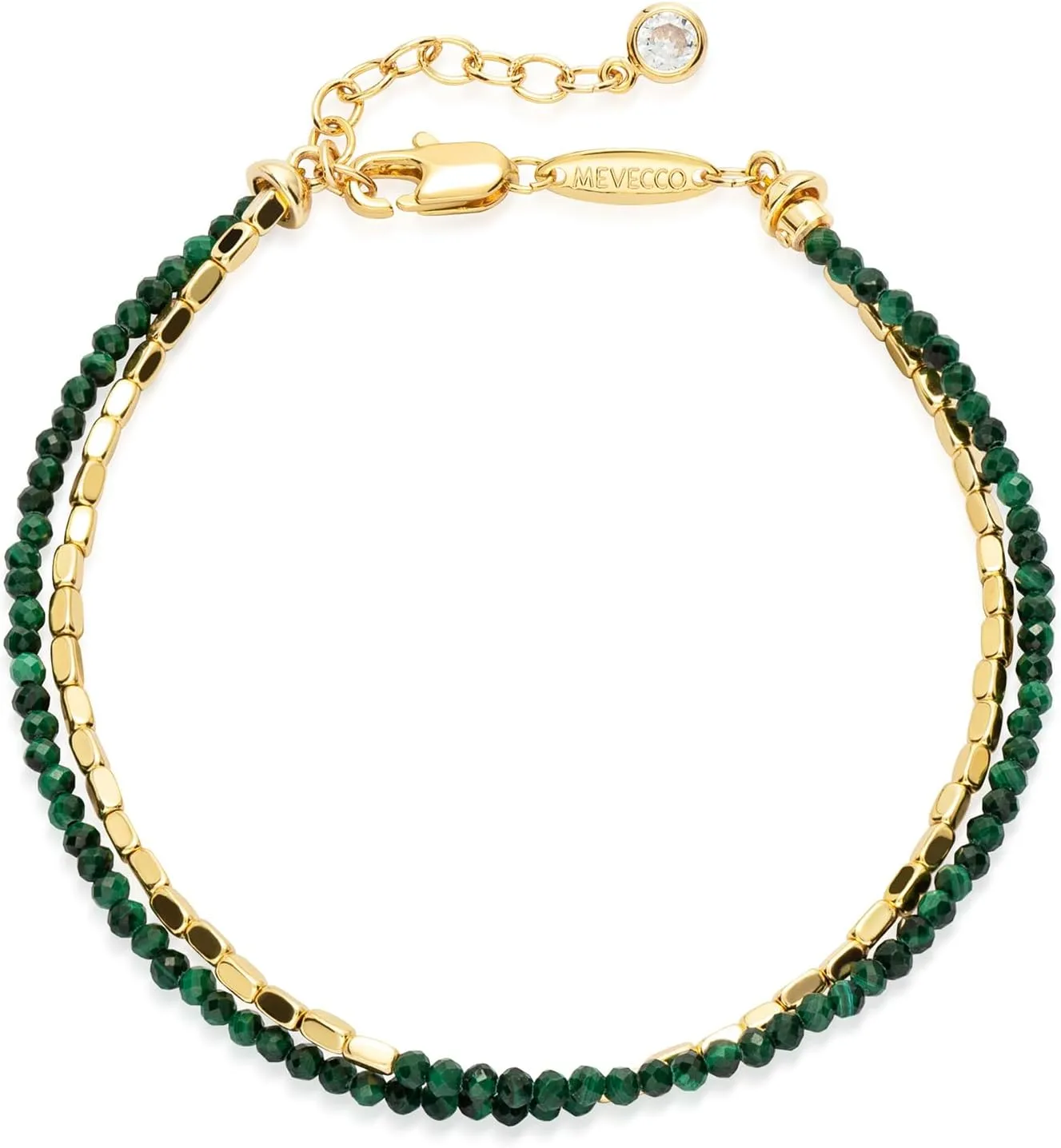 MEVECCO Bead Bracelet for Women Layered Stone Mixed Bracelets 18K Gold Plated Handmade Custom Beaded Charm Chain Bracelet Stack Jewelry Gifts
