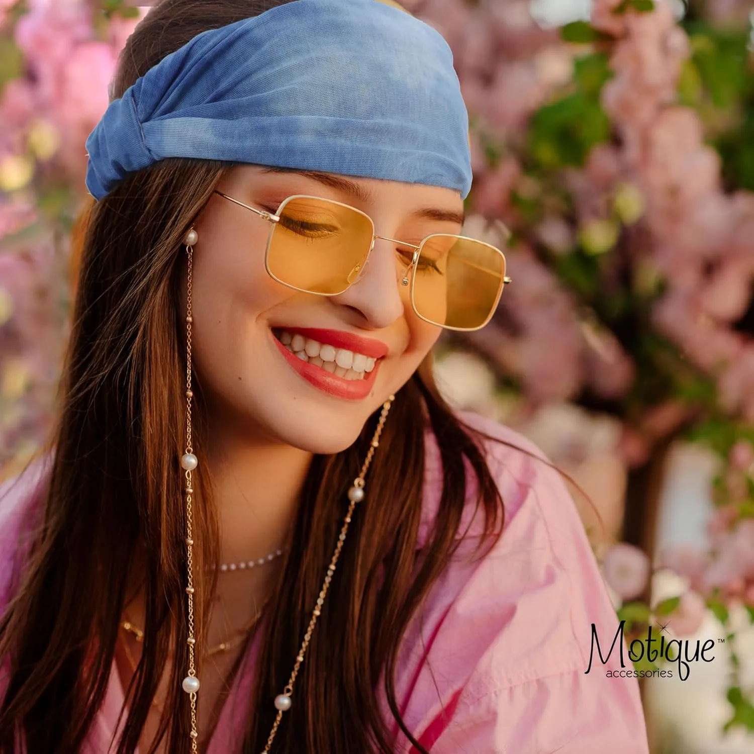 Motique Accessories Pink Stretchy Headwrap Tye Dye Boho Wide Hair Band Yoga