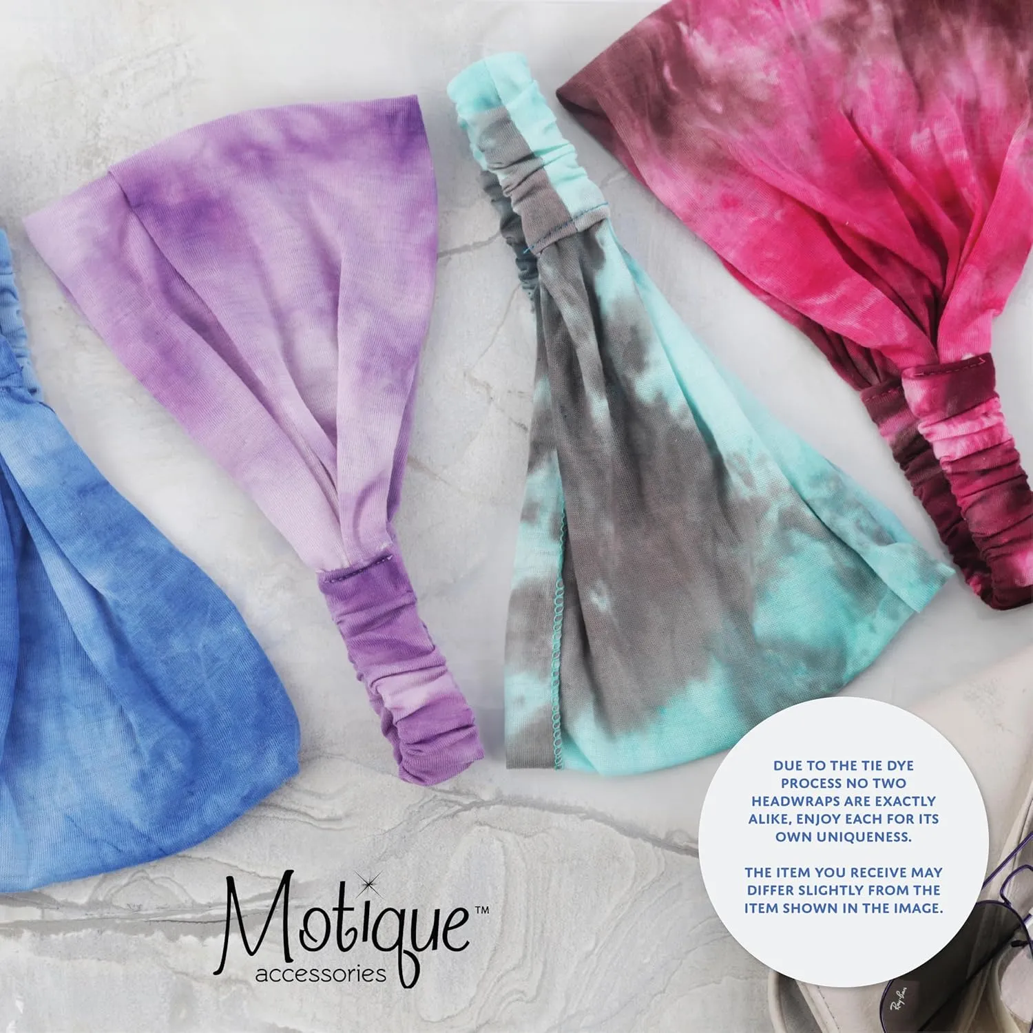 Motique Accessories Pink Stretchy Headwrap Tye Dye Boho Wide Hair Band Yoga