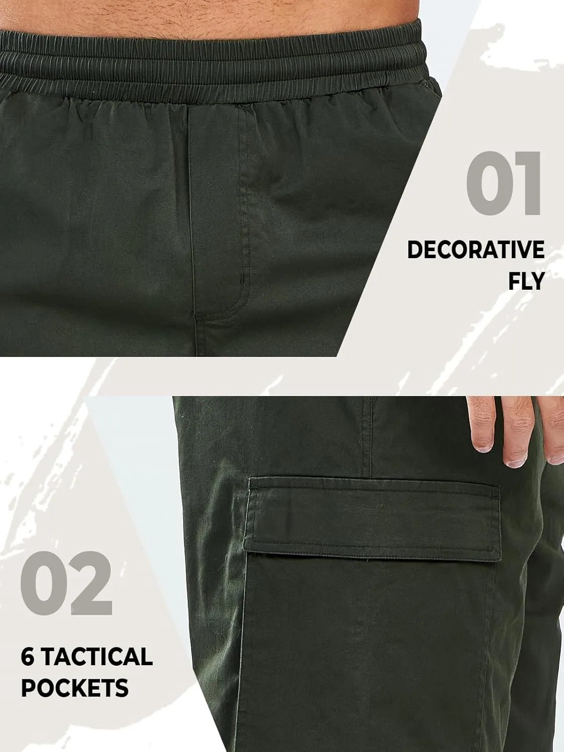 NORTHYARD Mens Twill Casual Cotton Cargo Shorts Drawstring Elastic Waist & 6 Pockets Classic Work Shorts for Men