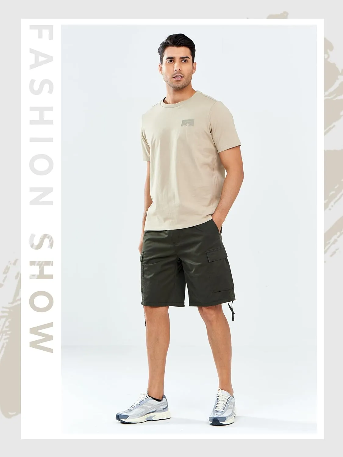 NORTHYARD Mens Twill Casual Cotton Cargo Shorts Drawstring Elastic Waist & 6 Pockets Classic Work Shorts for Men