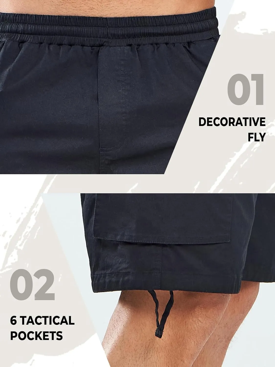 NORTHYARD Mens Twill Casual Cotton Cargo Shorts Drawstring Elastic Waist & 6 Pockets Classic Work Shorts for Men