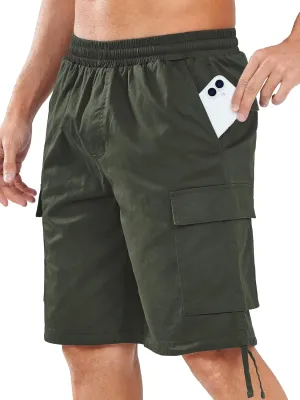 NORTHYARD Mens Twill Casual Cotton Cargo Shorts Drawstring Elastic Waist & 6 Pockets Classic Work Shorts for Men