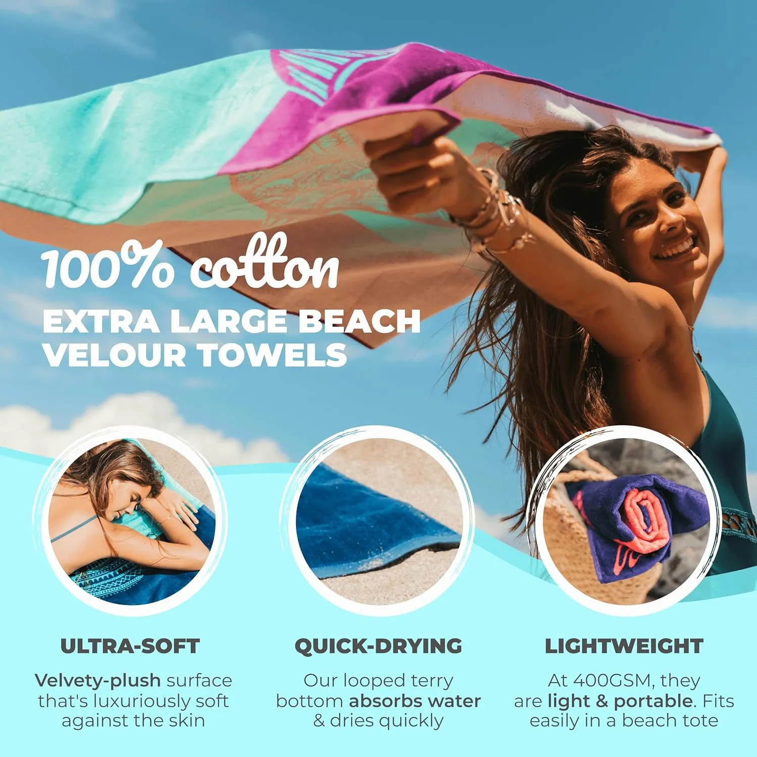 Nova Blue Dolphin Beach Towel  Tropical Blue & Purple Colors with A Unique Design, Extra Large, XL, Pool Towels (34x 63) Made from 100% Cotton