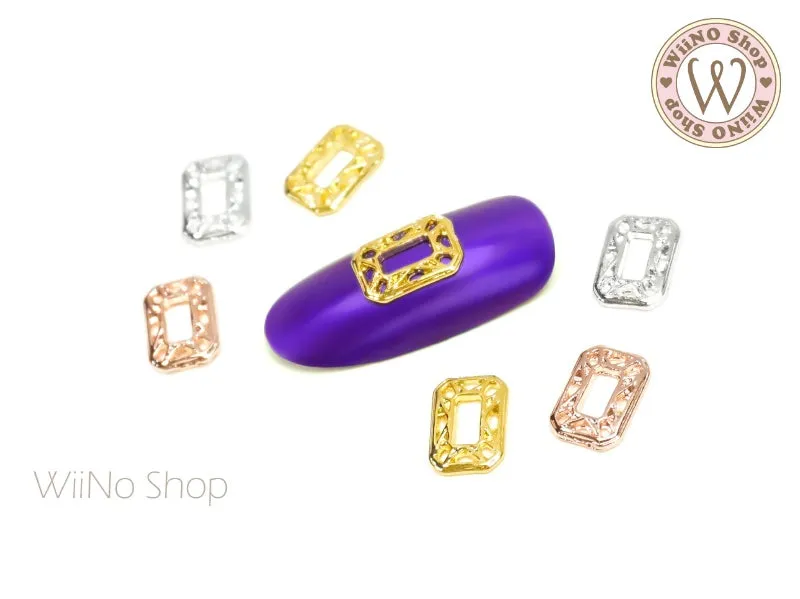 Octagon Geometric Frame Nail Metal Charm - 2 pcs