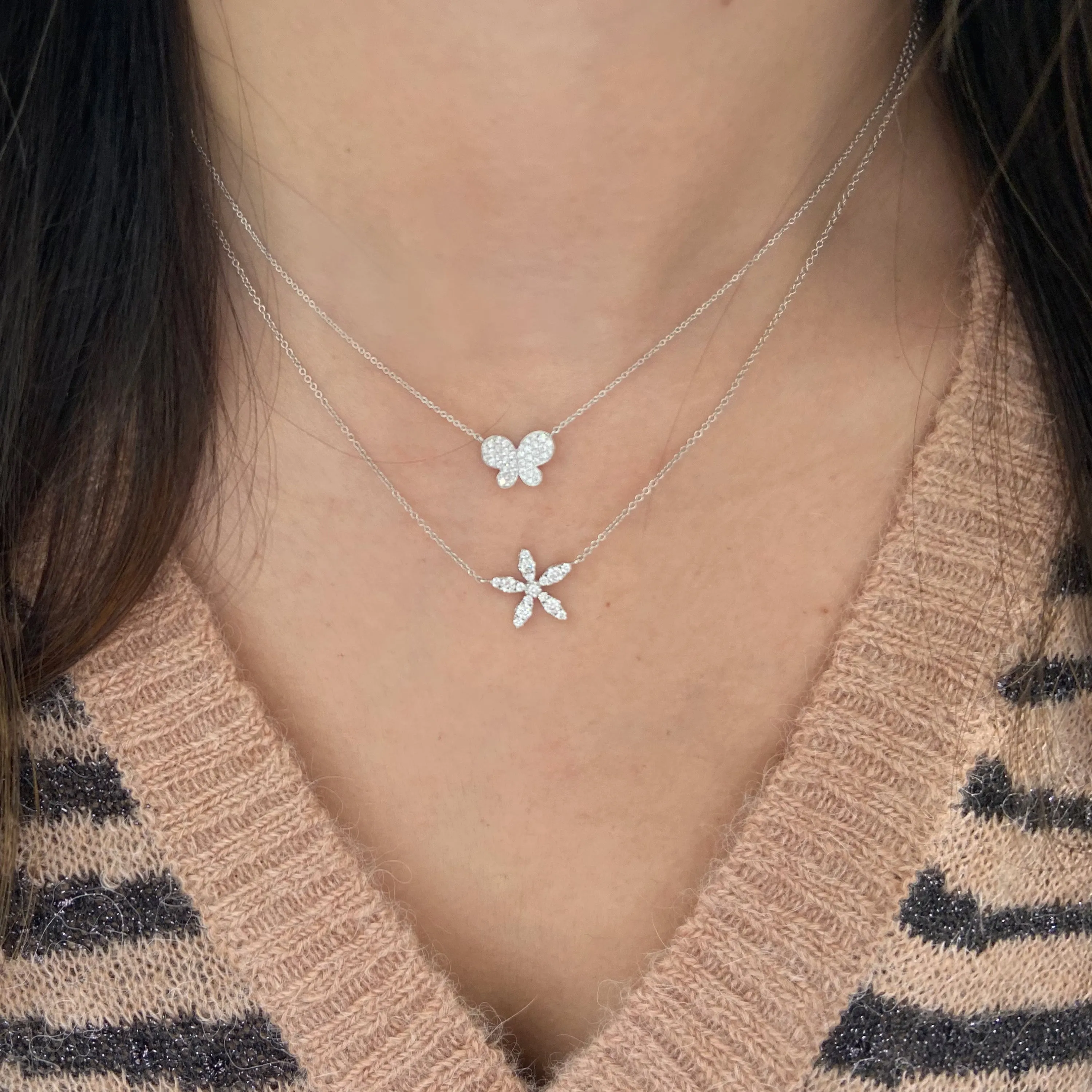 Pave Diamond Puffy Butterfly Pendant