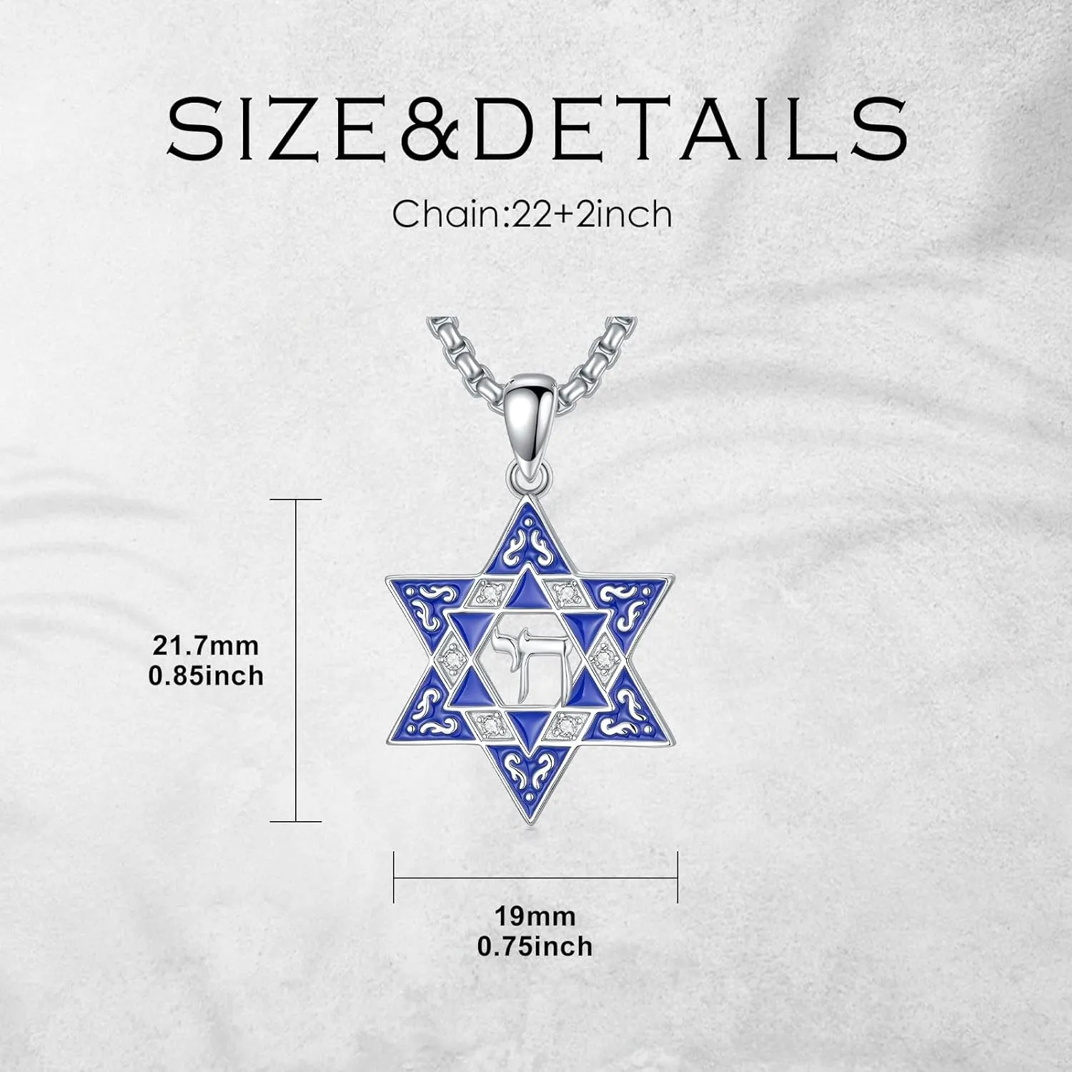 PELOVNY Star of David Necklace for Men Women 925 Sterling Silver Evil Eye/Tree of Life/Cross/Lion/Chai Necklace Jewish Star Protection Pendant Jewelry Gifts