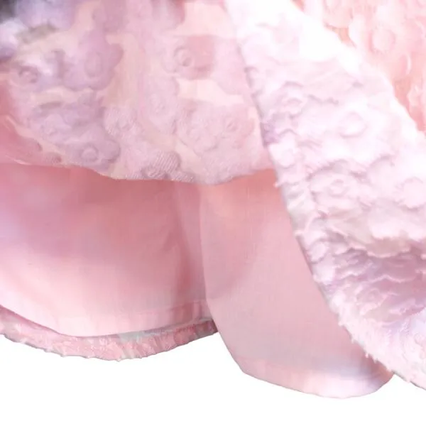Pink Floral Brocade Dress with Jewel