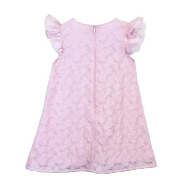 Pink Floral Brocade Dress with Jewel