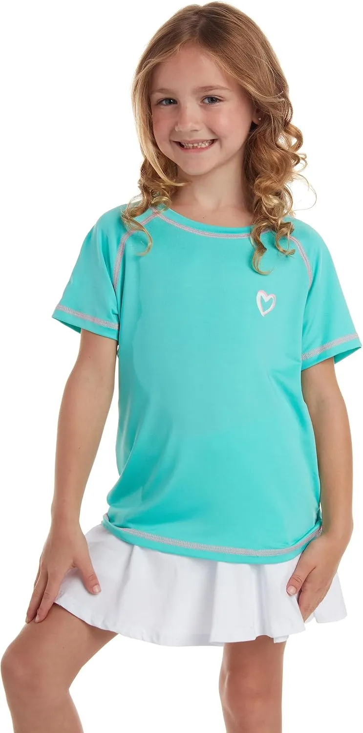 Pink Platinum Girls Rash Guard Shirt - 2 Pack UPF 50  Quick Dry Short Sleeve Swim Shirt Rash Guard for Girls (Sizes: 4-16)