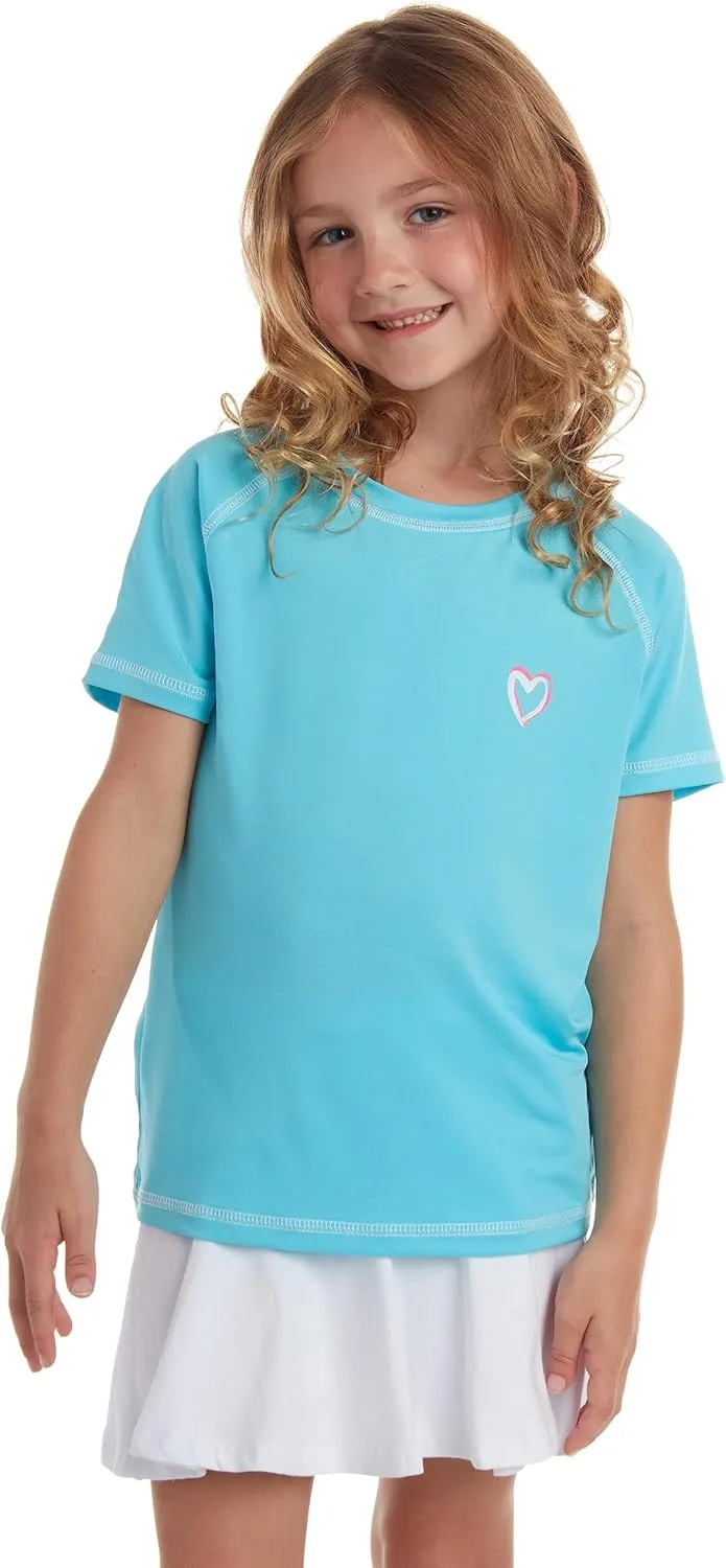 Pink Platinum Girls Rash Guard Shirt - 2 Pack UPF 50  Quick Dry Short Sleeve Swim Shirt Rash Guard for Girls (Sizes: 4-16)