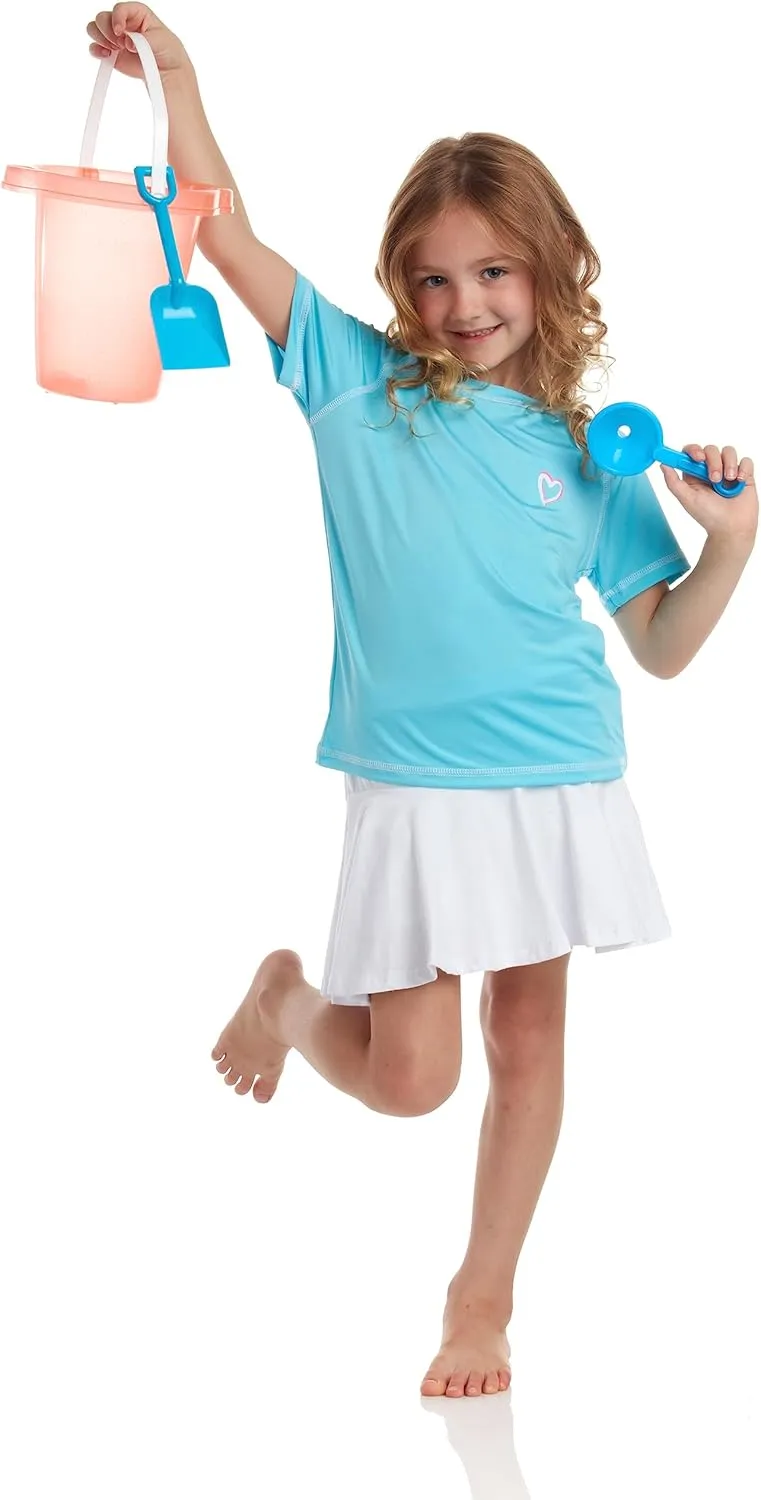Pink Platinum Girls Rash Guard Shirt - 2 Pack UPF 50  Quick Dry Short Sleeve Swim Shirt Rash Guard for Girls (Sizes: 4-16)