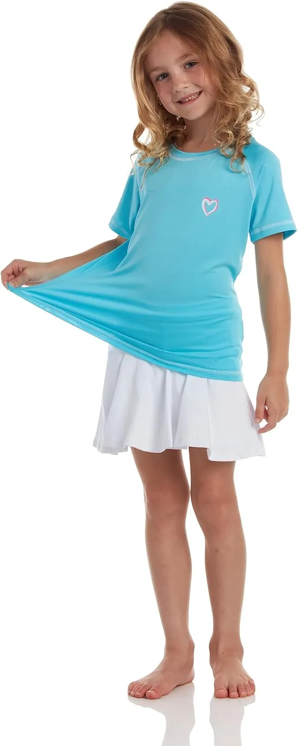 Pink Platinum Girls Rash Guard Shirt - 2 Pack UPF 50  Quick Dry Short Sleeve Swim Shirt Rash Guard for Girls (Sizes: 4-16)