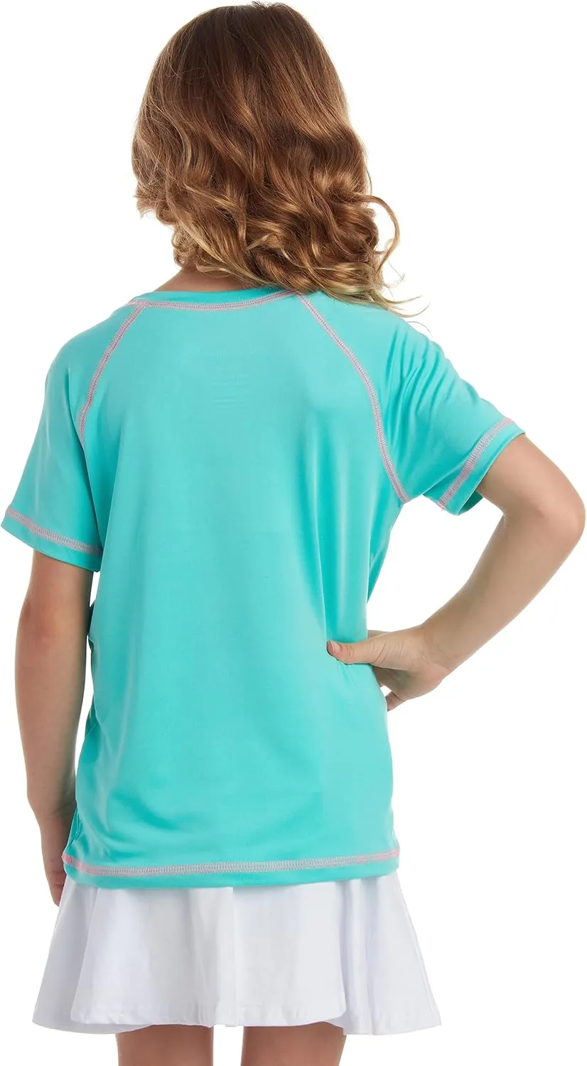 Pink Platinum Girls Rash Guard Shirt - 2 Pack UPF 50  Quick Dry Short Sleeve Swim Shirt Rash Guard for Girls (Sizes: 4-16)