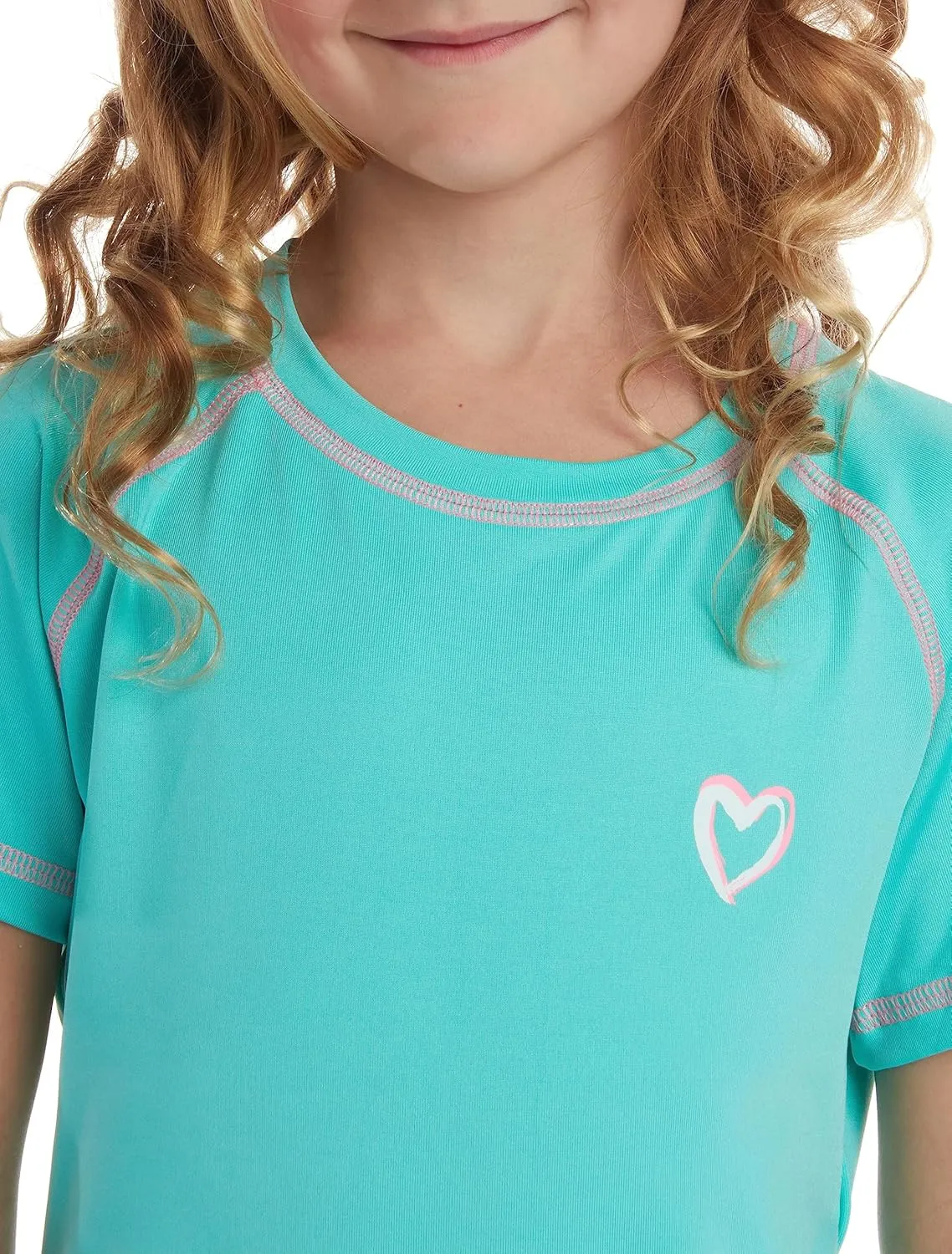 Pink Platinum Girls Rash Guard Shirt - 2 Pack UPF 50  Quick Dry Short Sleeve Swim Shirt Rash Guard for Girls (Sizes: 4-16)