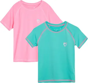 Pink Platinum Girls Rash Guard Shirt - 2 Pack UPF 50  Quick Dry Short Sleeve Swim Shirt Rash Guard for Girls (Sizes: 4-16)