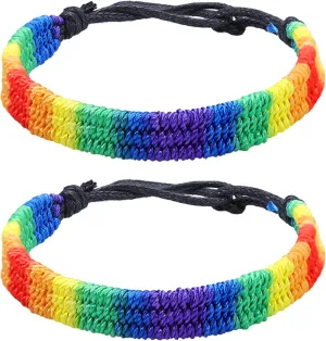 Rainbow LGBT Pride Bracelet for Lesbian Gay Bisexual Adjustable LGBTQ Pride Bracelets Handmade Braided Wristband Pride Month Friendship Bracelet Gifts for Men Women Bulk