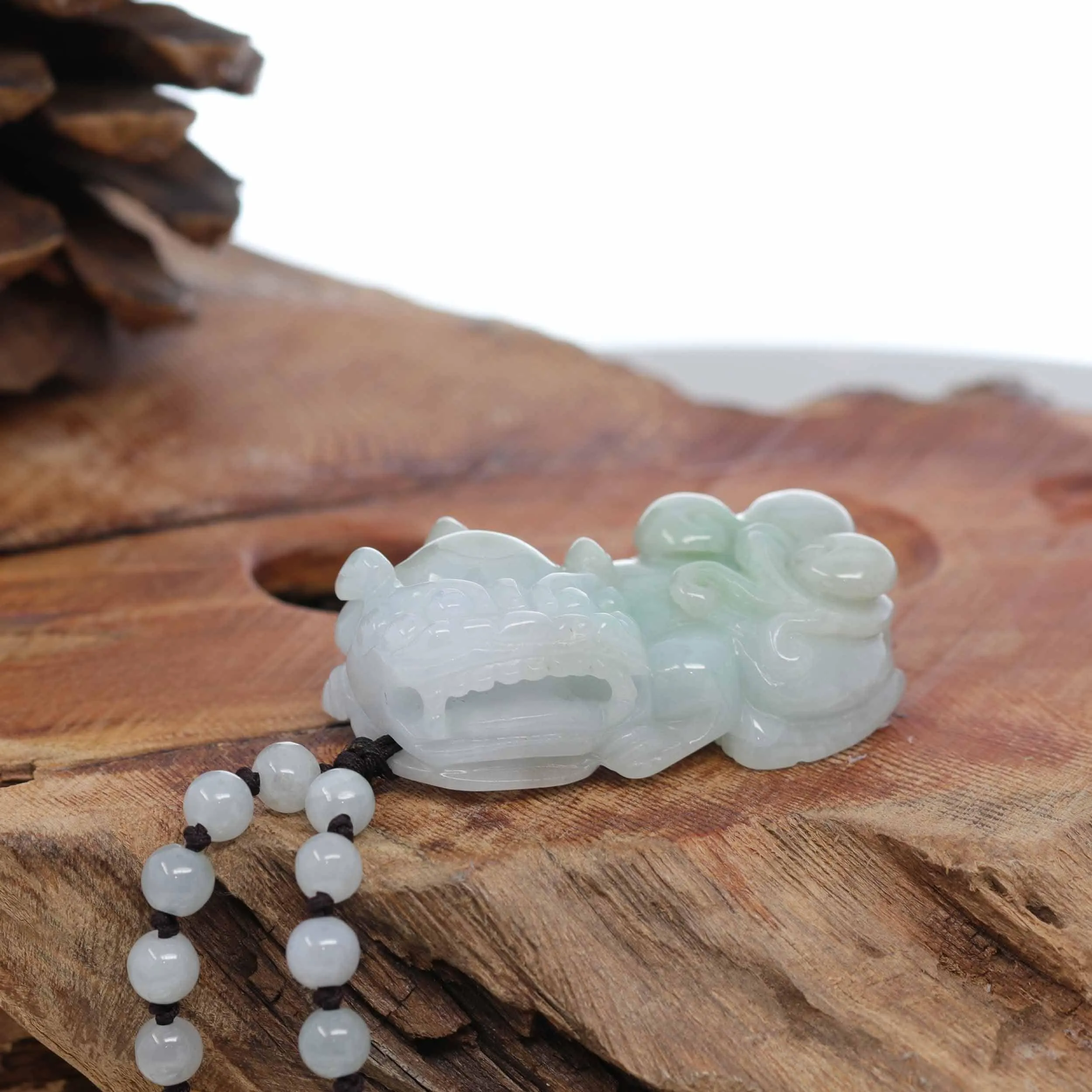 RealJade® Co. Pi Xiu Genuine Burmese Lavender Green Jadeite Jade PiXiu Pendant Necklace (FengShui Lucky)