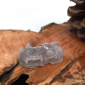 RealJade® Pi Xiu Genuine Burmese Icy Lavender Jadeite Jade PiXiu Pendant Necklace (FengShui Lucky)