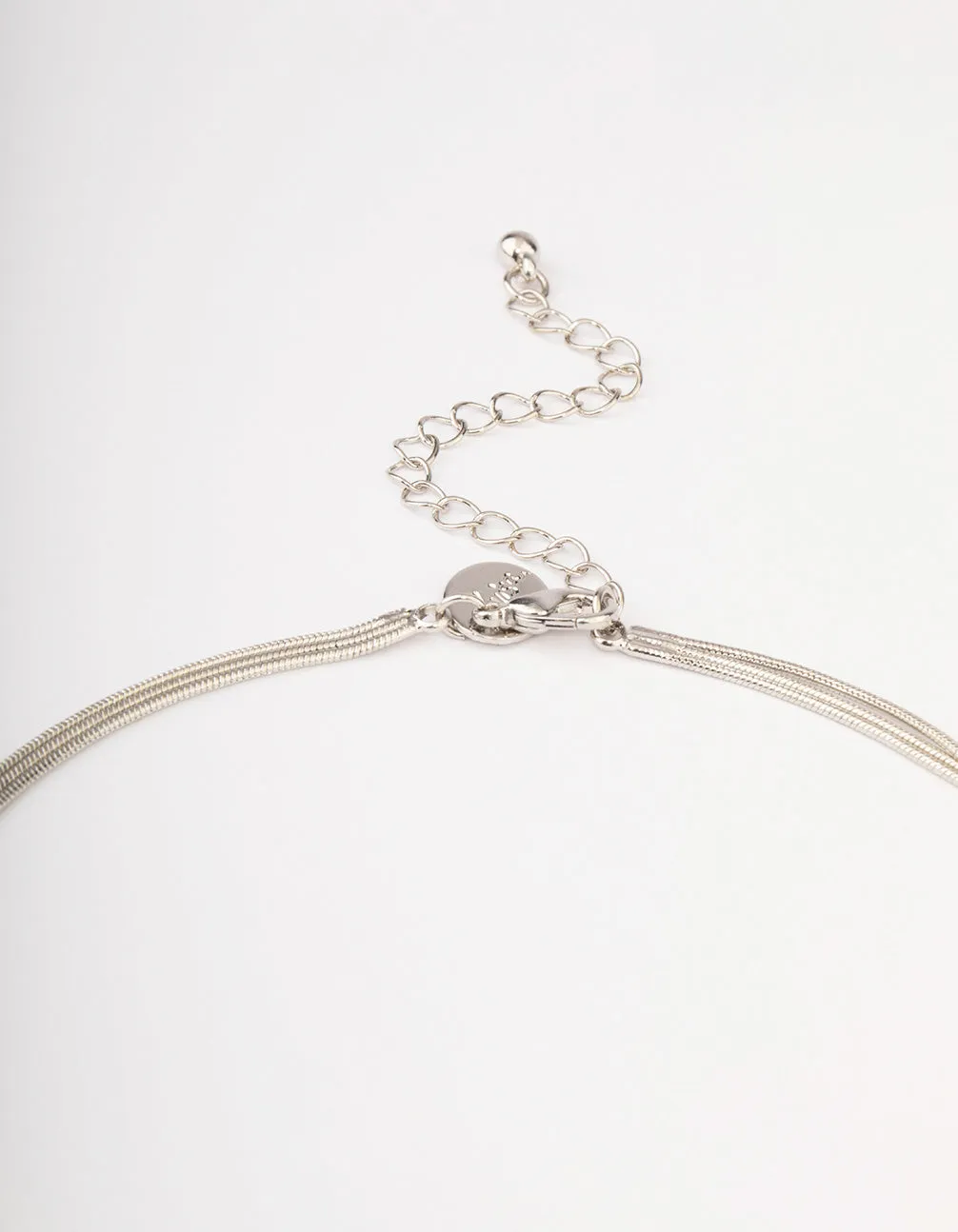 Rhodium Long Knotted Tassel Necklace
