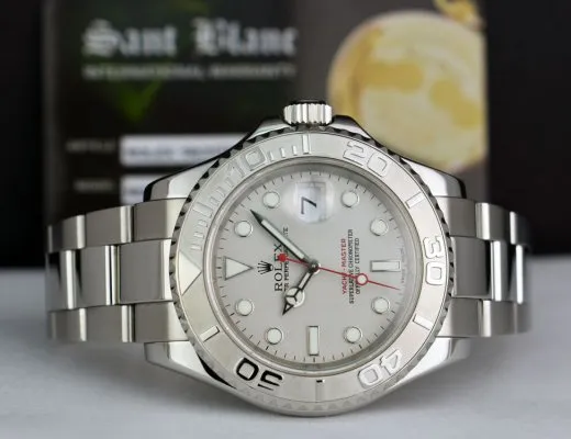 ROLEX Mens 40mm Platinum & Stainless Steel YachtMaster Platinum Index Model 16622