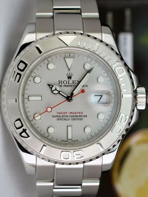 ROLEX Mens 40mm Platinum & Stainless Steel YachtMaster Platinum Index Model 16622