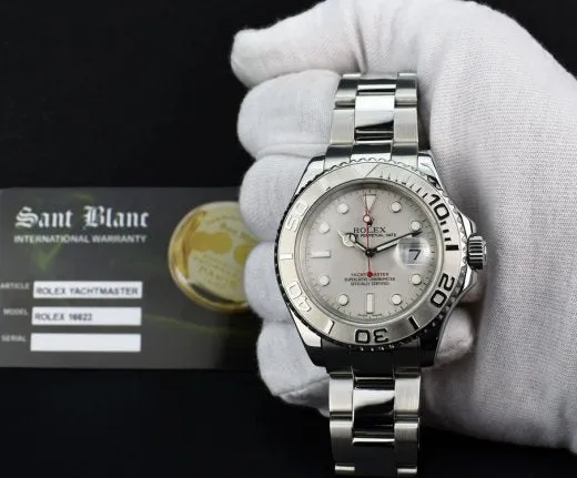 ROLEX Mens 40mm Platinum & Stainless Steel YachtMaster Platinum Index Model 16622