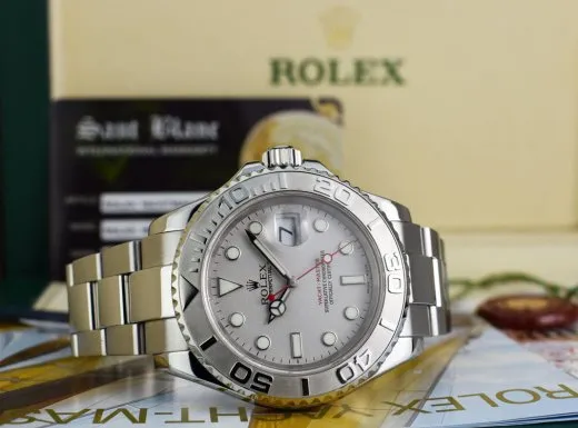 ROLEX Mens 40mm Platinum & Stainless Steel YachtMaster Platinum Index Model 16622