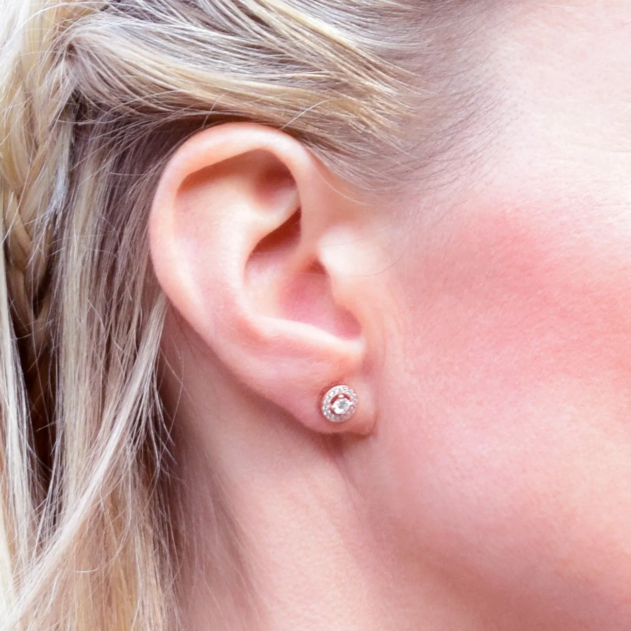 Rose Gold Cubic Zirconia Stud Earrings