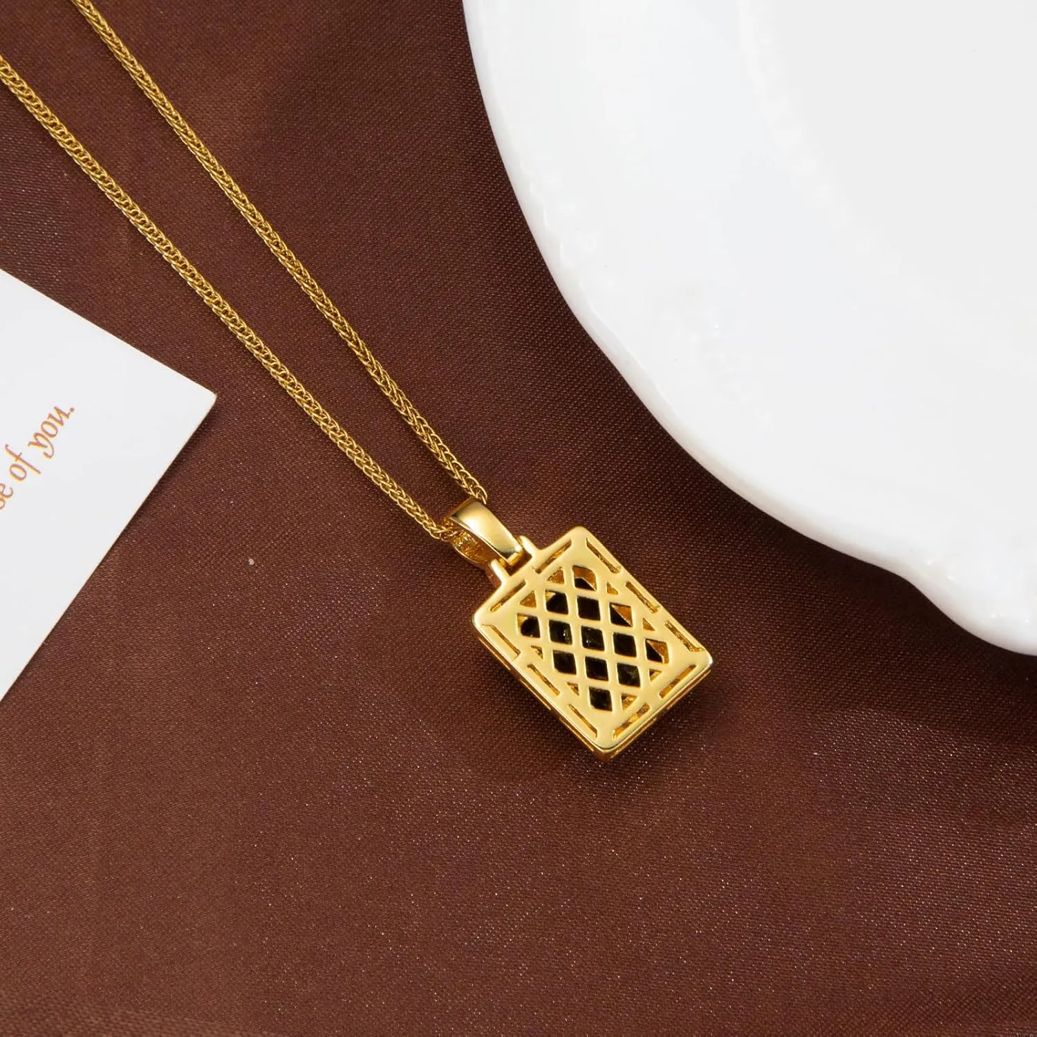 SDA Rectangle CZ Gemstone Pendant Necklace | Ruby Crystal & Colorful Birthstone Necklace 18K Platinum Gold Plated Chain | Meaningful Jewelry Gift for Mother Daughter Girlfriend