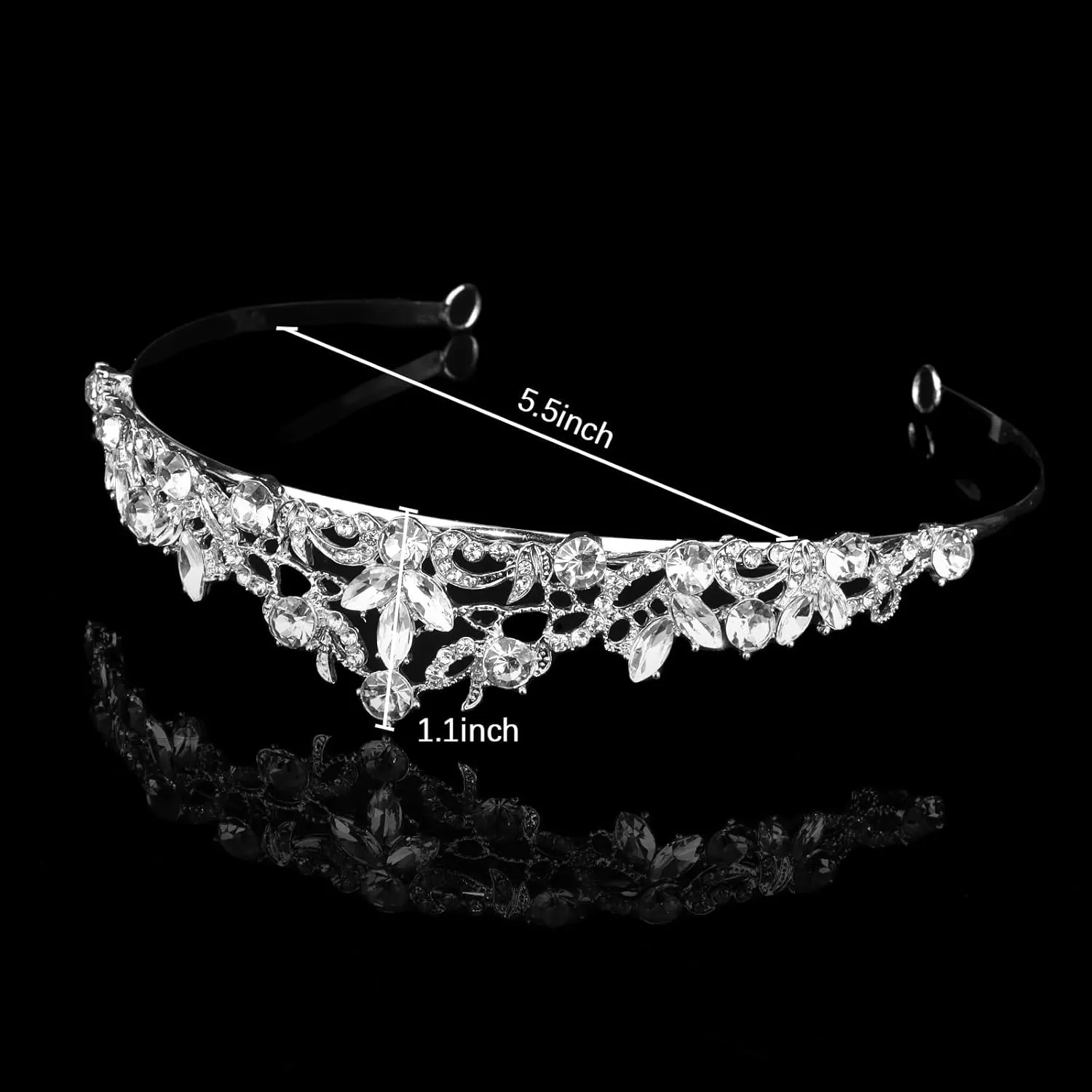 Silver Wedding Crown Crystal Small Tiara for Women Queen Crowns Princess Headband Rhinestones Tiaras for Bride Sparkle Hair Accessories for Birthday Prom Pageant Party