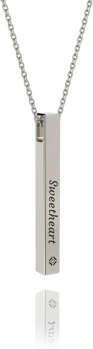 Solid 925 Silver Bar Pendant Necklace Silver Design Exclusive Set