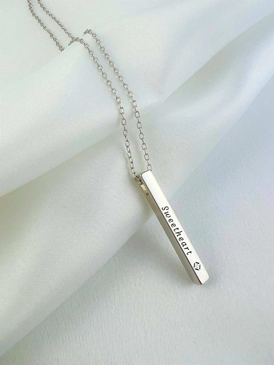 Solid 925 Silver Bar Pendant Necklace Silver Design Exclusive Set