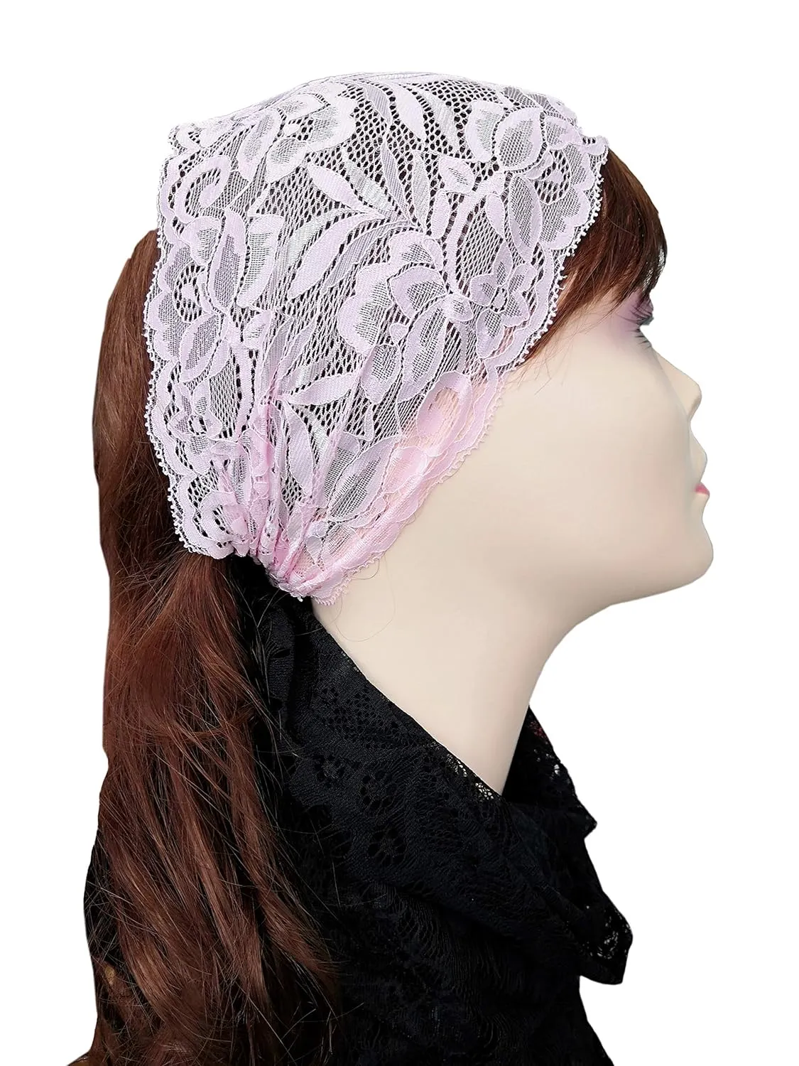 Stretch Wide Turban Headbands - Lace Yoga Headwrap for Women (Pink, One Size)